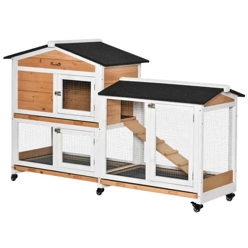 2-Tier Rabbit Hutch with Mesh Enclosure