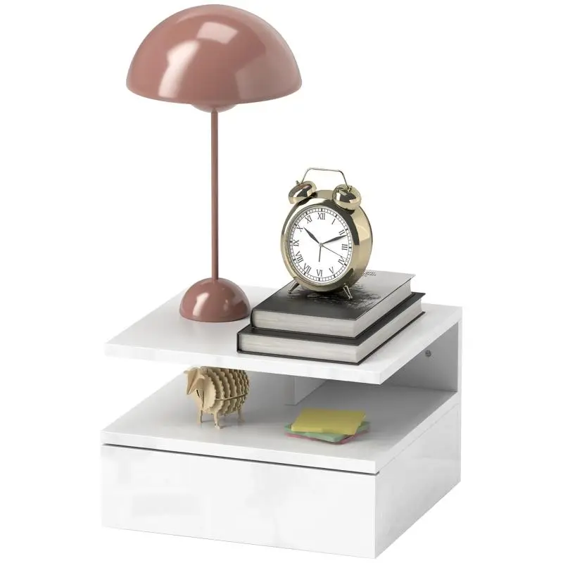 Wall-Mounted Nightstand with Drawer, 35 cm