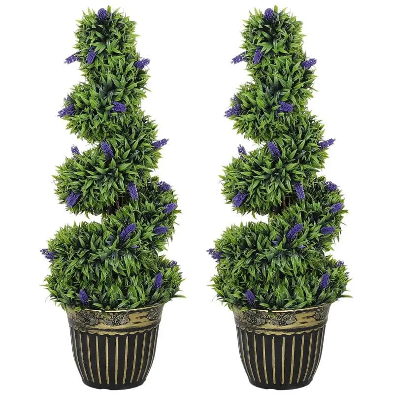 Set of 2 Artificial Spiral Plants, 90 cm