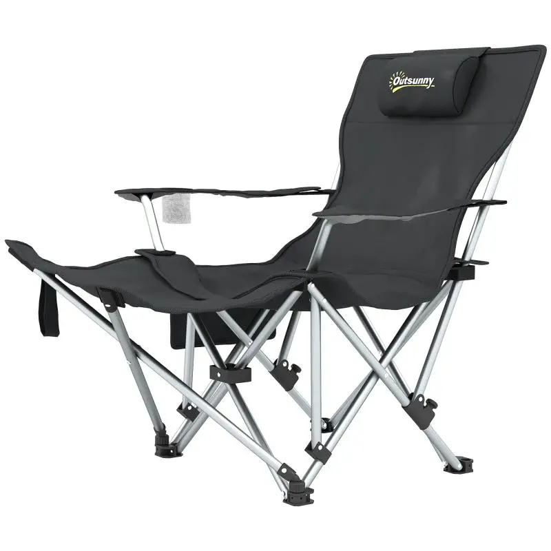 Foldable Reclining Camping Chair with Footrest