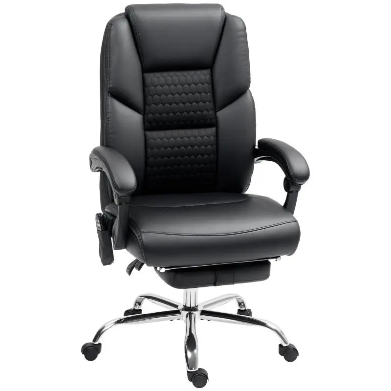Heated Massage Office Chair with Footrest, Black