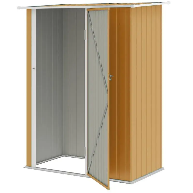 Metal Tool Shed with Sloped Roof and Lockable Door, 142 × 86 × 189 cm