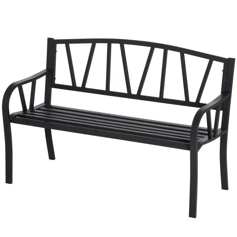 Weatherproof Metal Garden Bench, 2-Seater