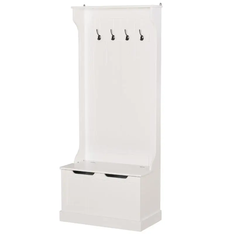 Wooden Hallway Coat Rack with Storage Bench