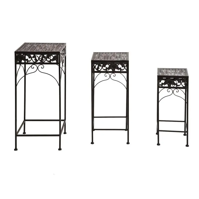 3-Piece Wrought Iron Plant Stand Set