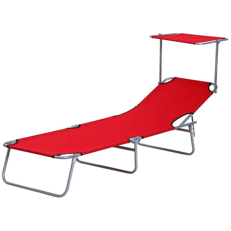 Folding Garden Deckchair with Adjustable Canopy