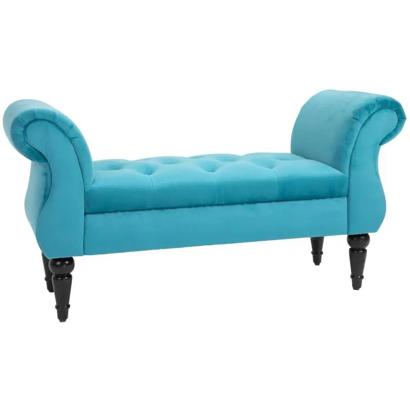 Upholstered Bench with Chesterfield-Style Seat, 117 cm