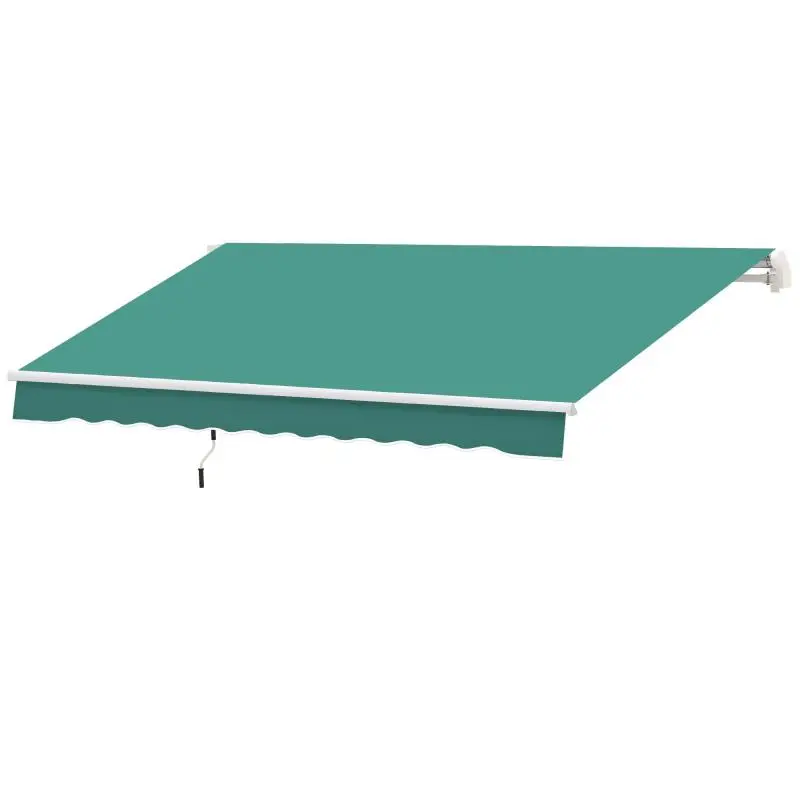 Crank-Operated Drop-Arm Awning, 295 × 245 cm, Dark Green