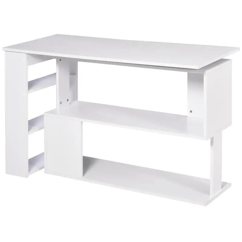 Corner Desk with 5 Shelves, White