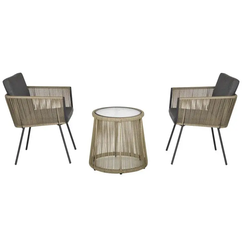 2-Piece Rattan Armchair Set with Side Table
