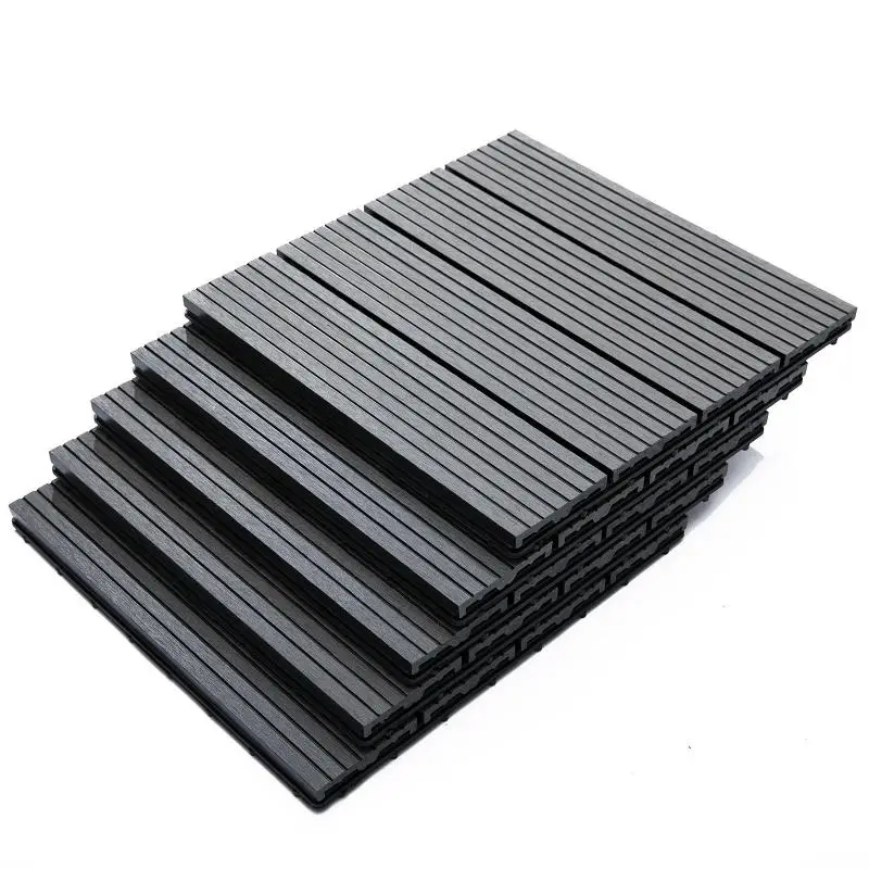 Set of 11 Interlocking Outdoor Tiles, 30 x 30 cm, Grey
