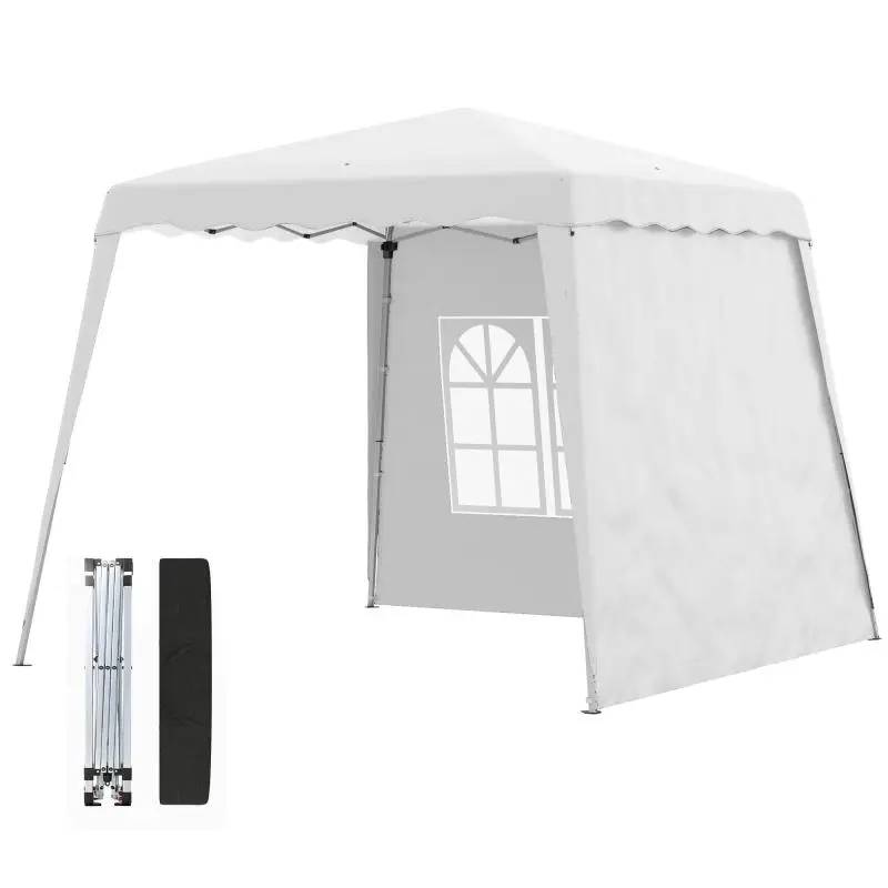Height-Adjustable Folding Garden Gazebo 2.4 x 2.4 m