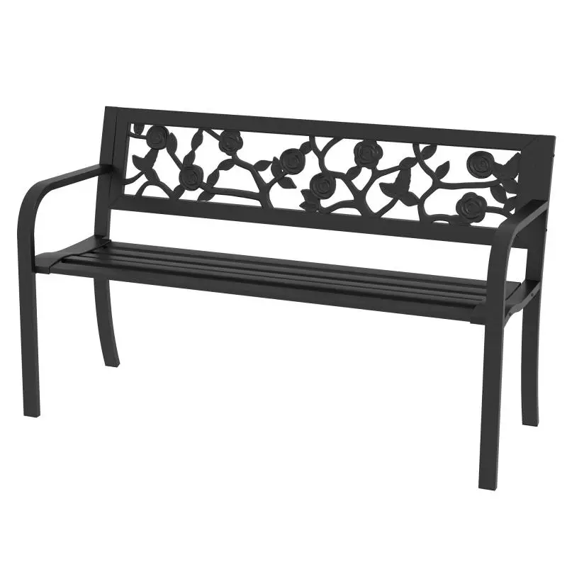 2-Seater Steel Garden Bench, 127 cm