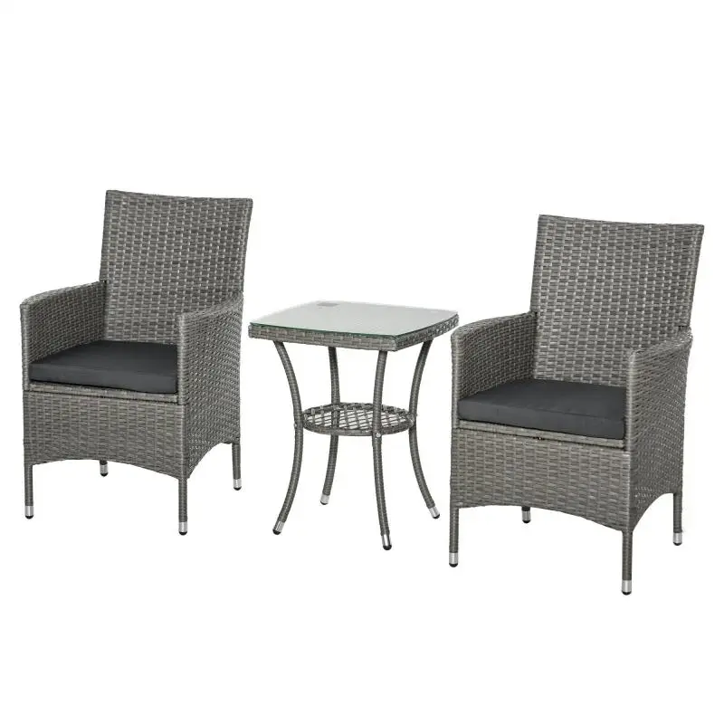3-Piece Outdoor Garden Furniture Set, Grey