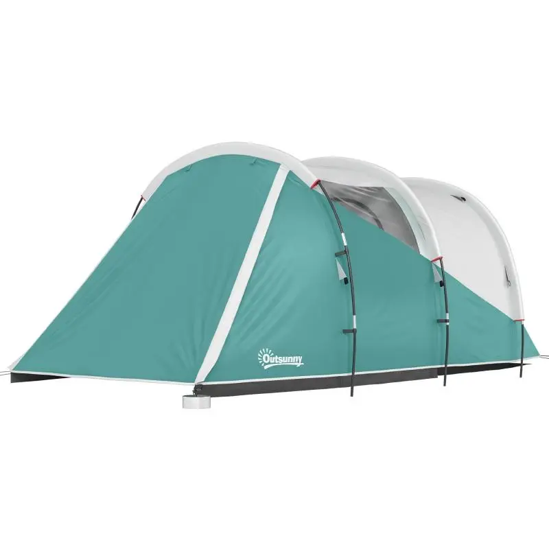 Waterproof 3-Person Tunnel Camping Tent with Carry Bag, Green