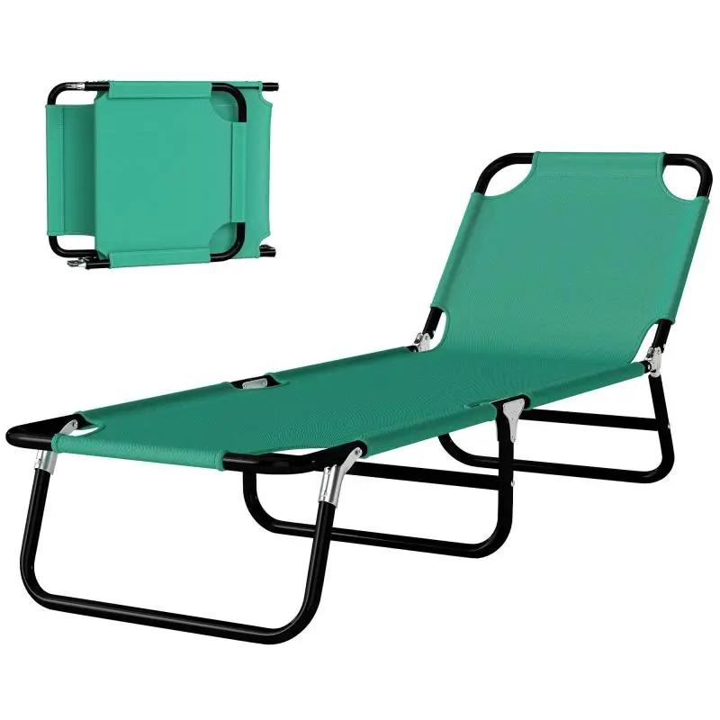 Folding Garden Lounger with 4-Position Reclining Backrest