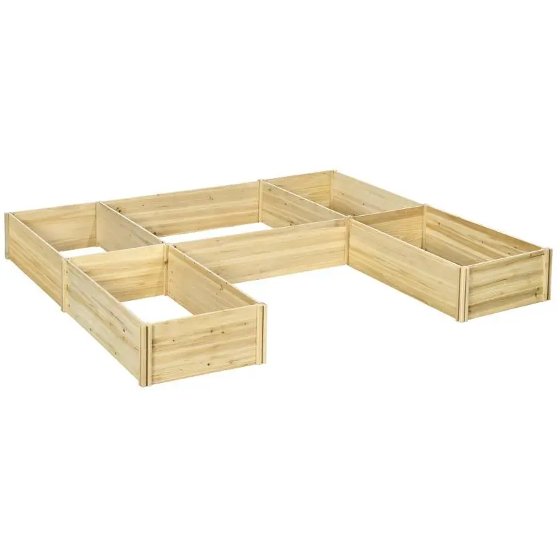 5-Piece Modular Fir Wood Planter, 230 cm