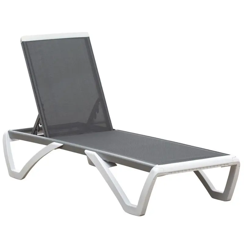 Sun Lounger with Reclining Backrest and Wheels
