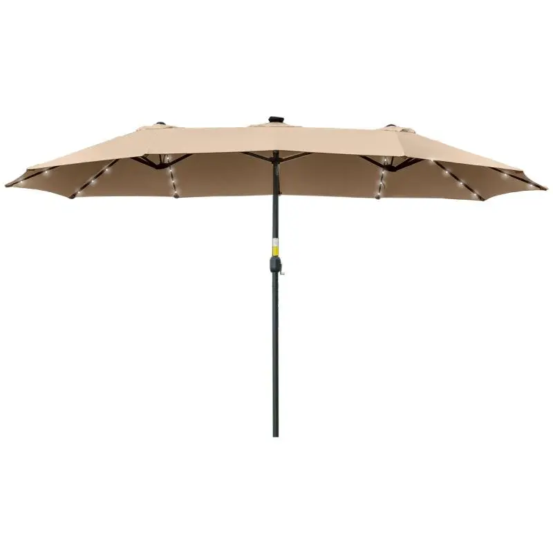 Double Garden Parasol with 48 LED Lights