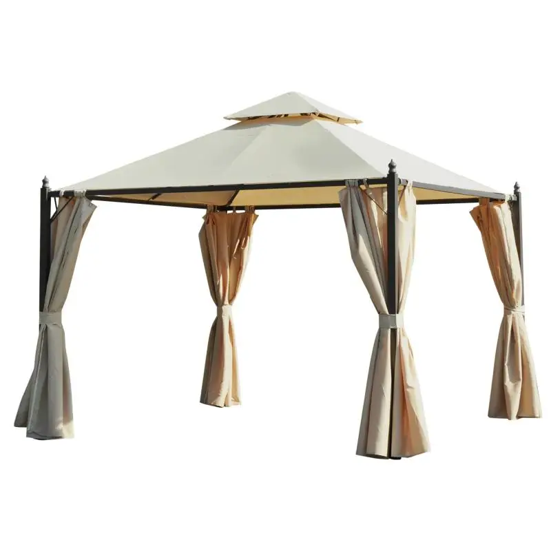 Garden Gazebo with 4 Side Curtains, 3 m