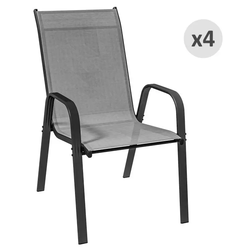 Set of 4 Stackable Garden Chairs with Armrests
