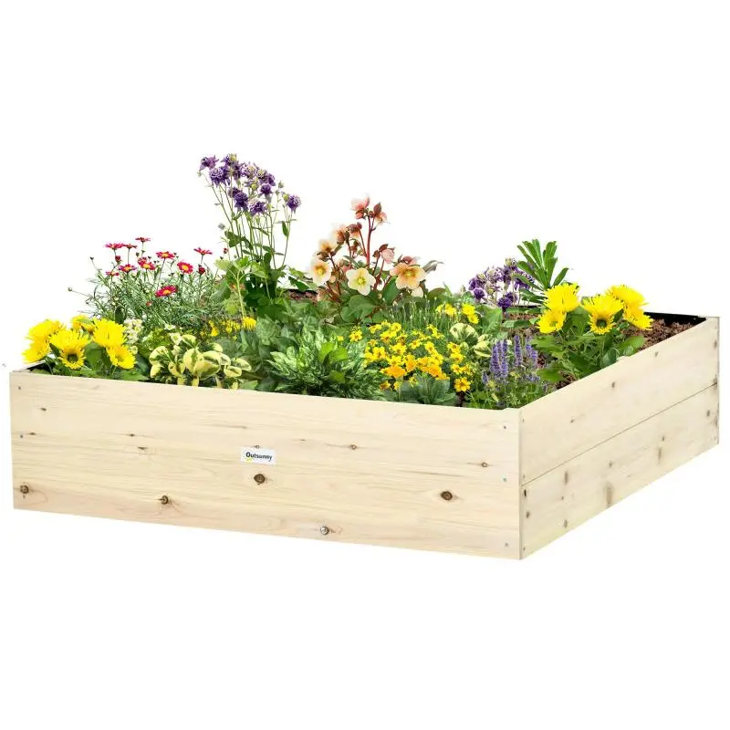 Wooden Raised Garden Bed, 117 x 117 cm