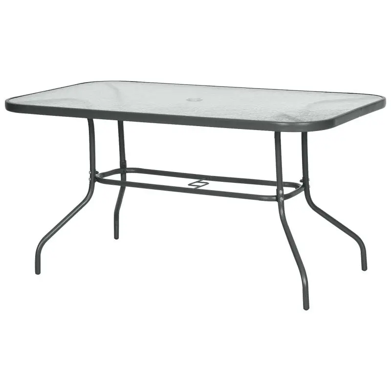 Garden Table with Parasol Hole, 140 x 80 cm