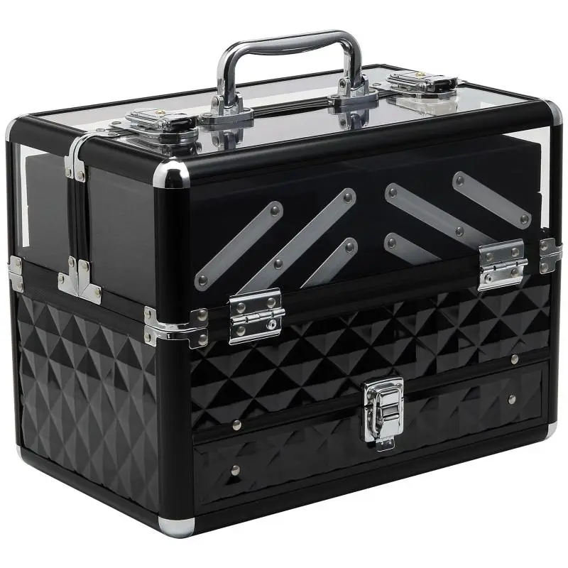 Travel Makeup Case with Pull-Out Trays, 30 x 18.5 x 22 cm