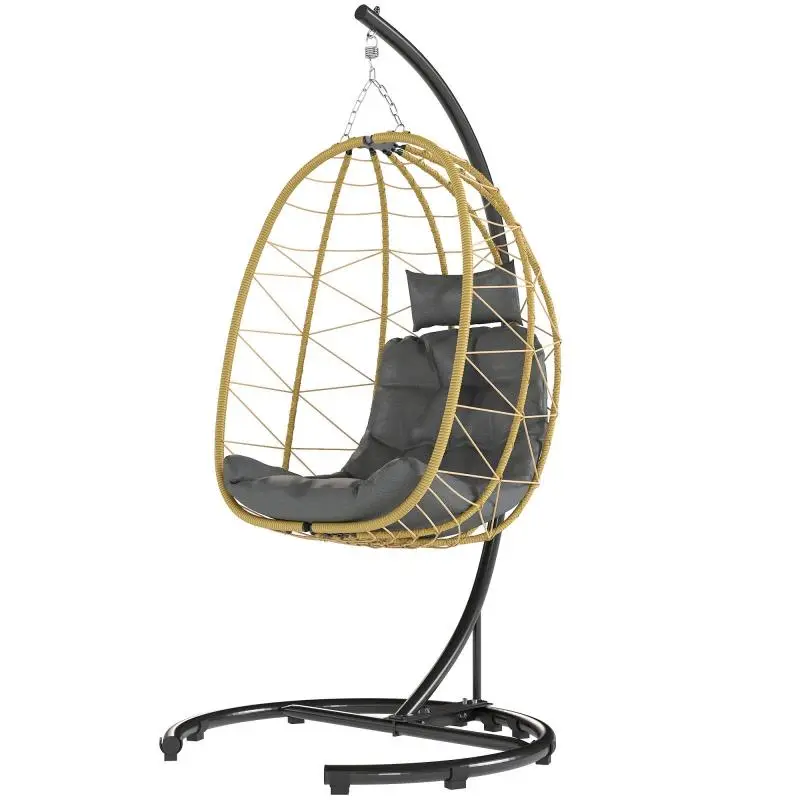 Folding Hanging Chair with Cushions, 102 × 102 × 195 cm