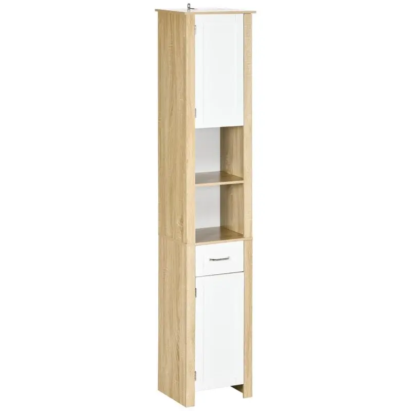 Tall Bathroom Cabinet with Drawer and Adjustable Shelves