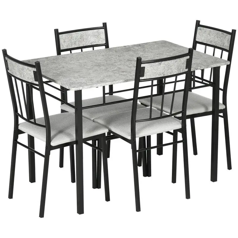 5-Piece Dining Set, Grey and Black