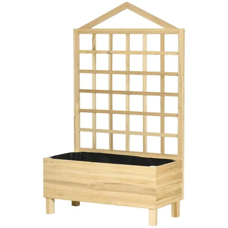 Fir Wood Outdoor Planter with Trellis, 150 cm