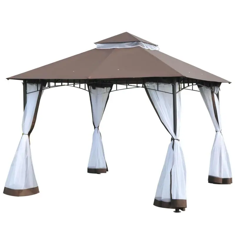 Garden Gazebo with Mosquito Netting and Two-Tier Roof
