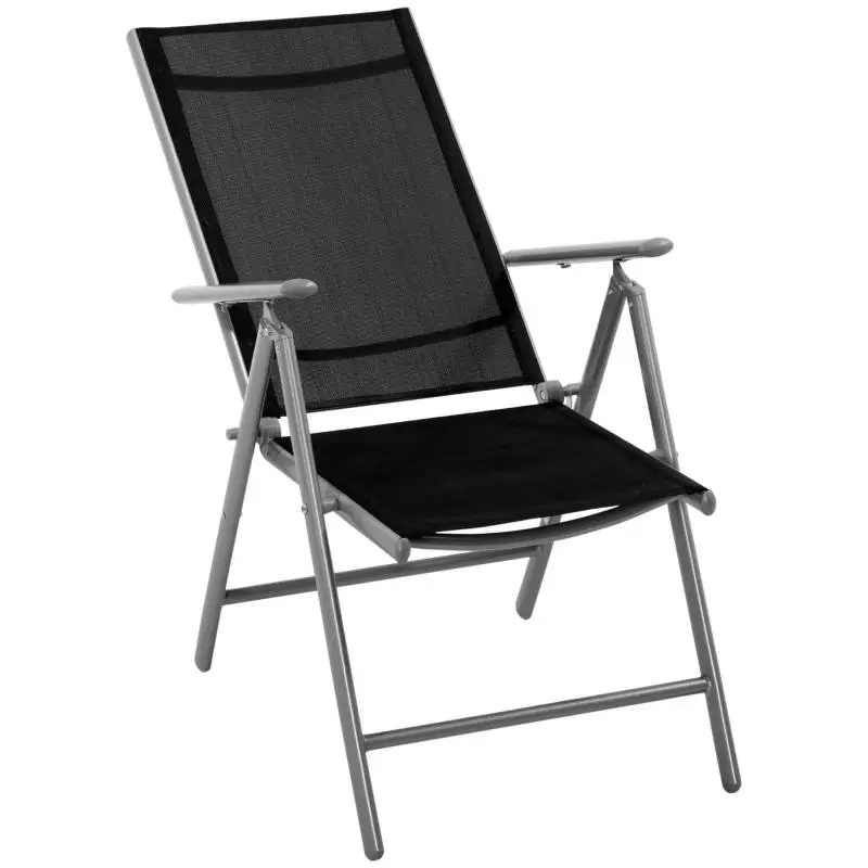 Folding Garden Chair with Adjustable Backrest, Black