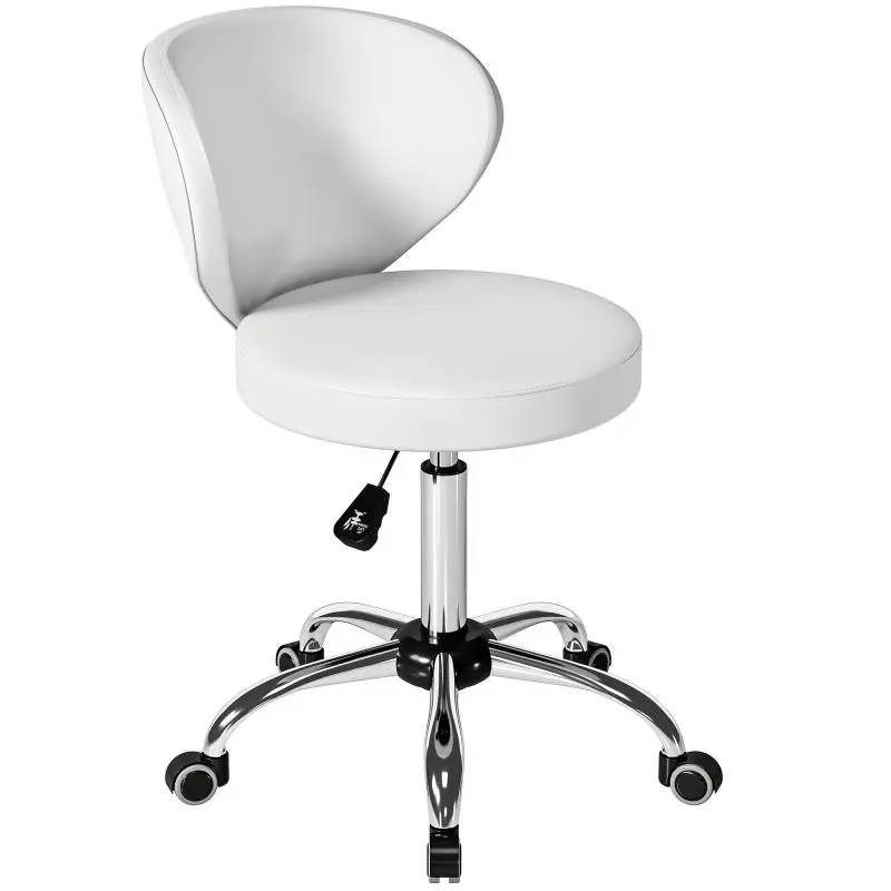 Rolling Stool with Backrest, 73-88 cm
