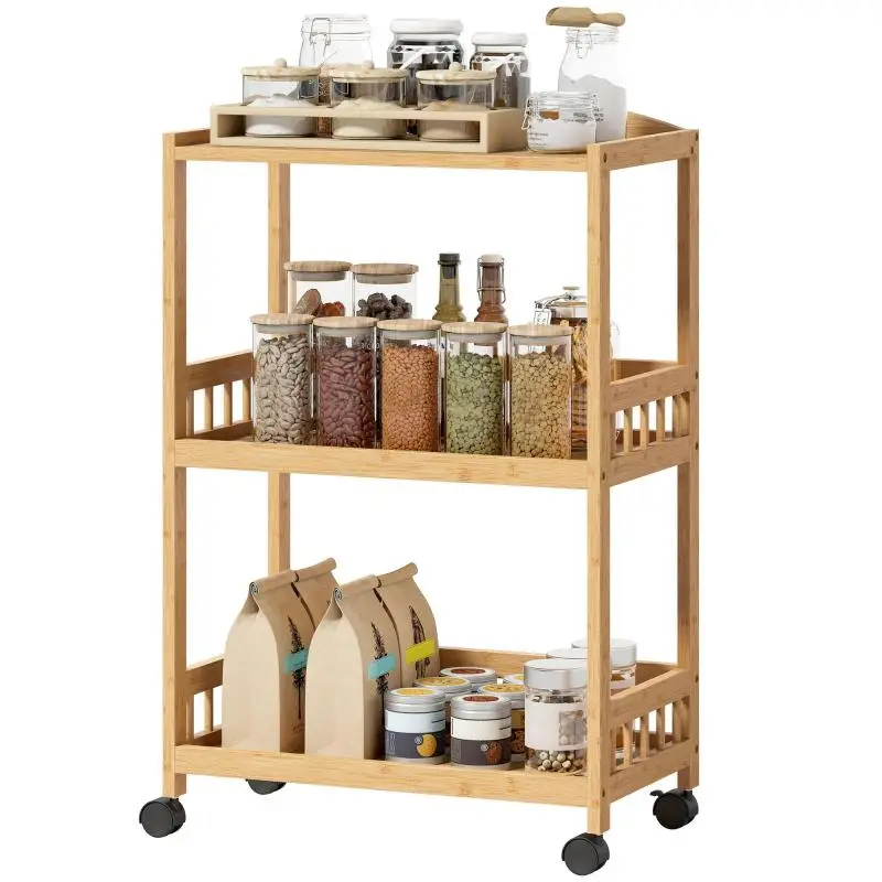 3-Tier Bamboo Kitchen Trolley