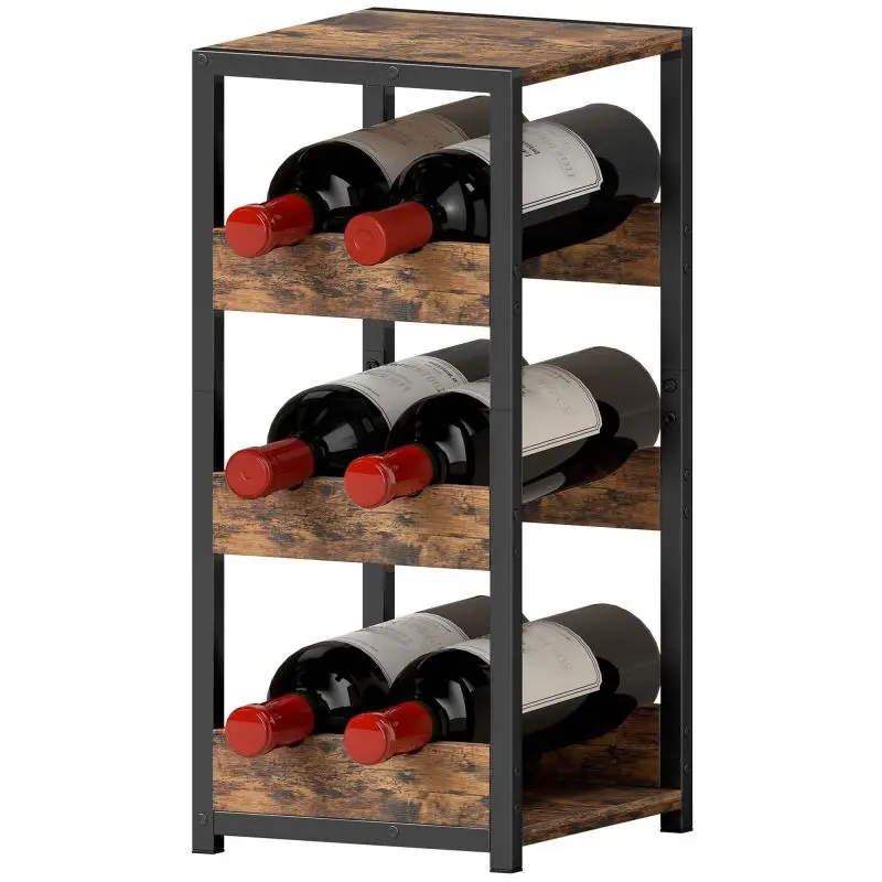 6-Bottle Wine Rack, Rustic Brown