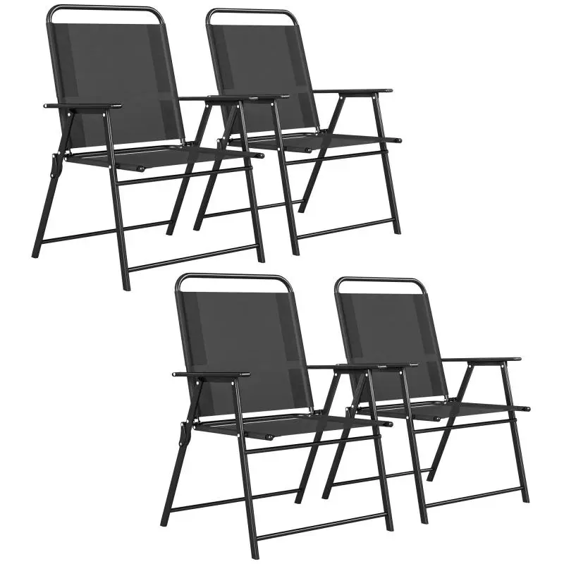 Set of 4 Folding Garden Chairs with Armrests
