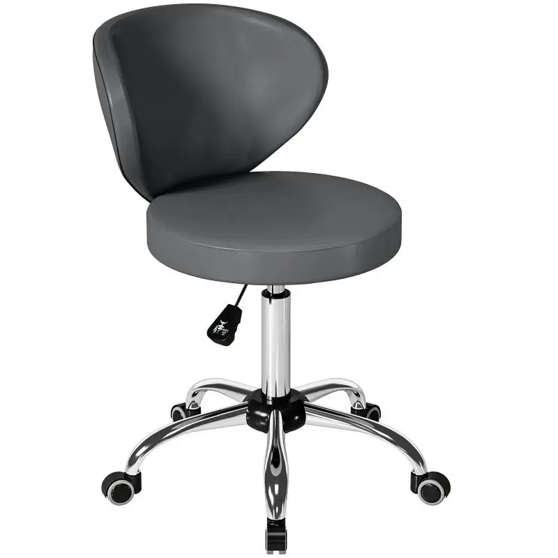 Rolling Stool with Backrest, Adjustable Height