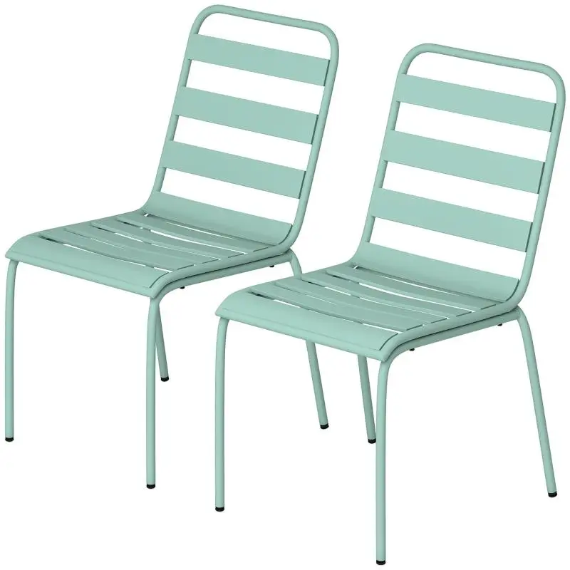 Set of 2 Stackable Metal Garden Chairs