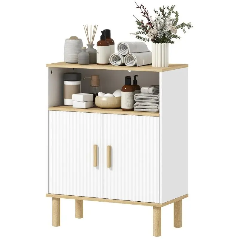 Bathroom Cabinet with Open Compartment, 60 cm, White