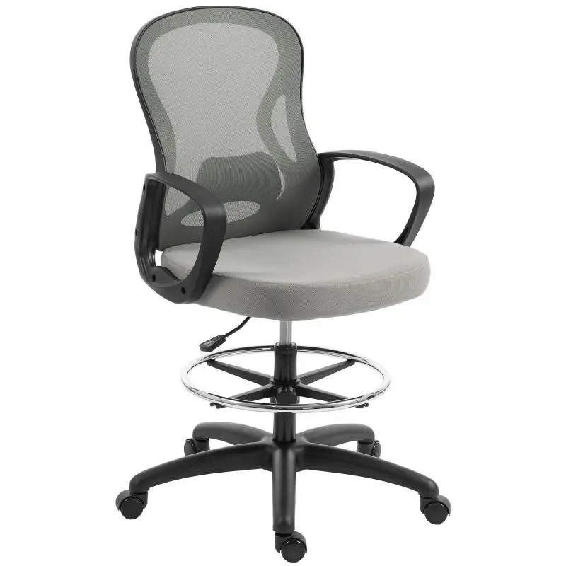 Ergonomic Office Chair with Footrest, Grey