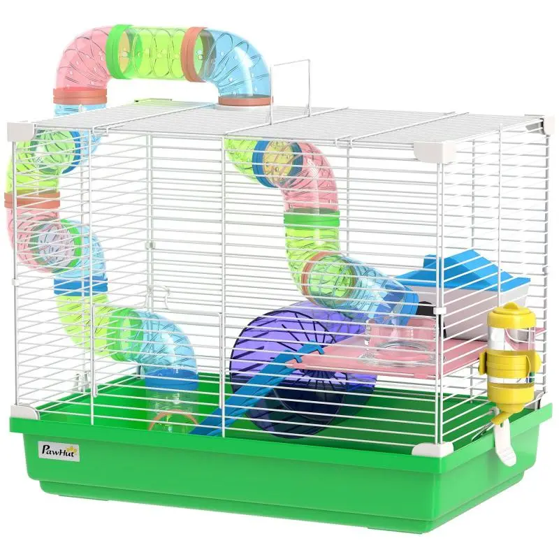 2-Level Hamster Cage with Accessories, Green