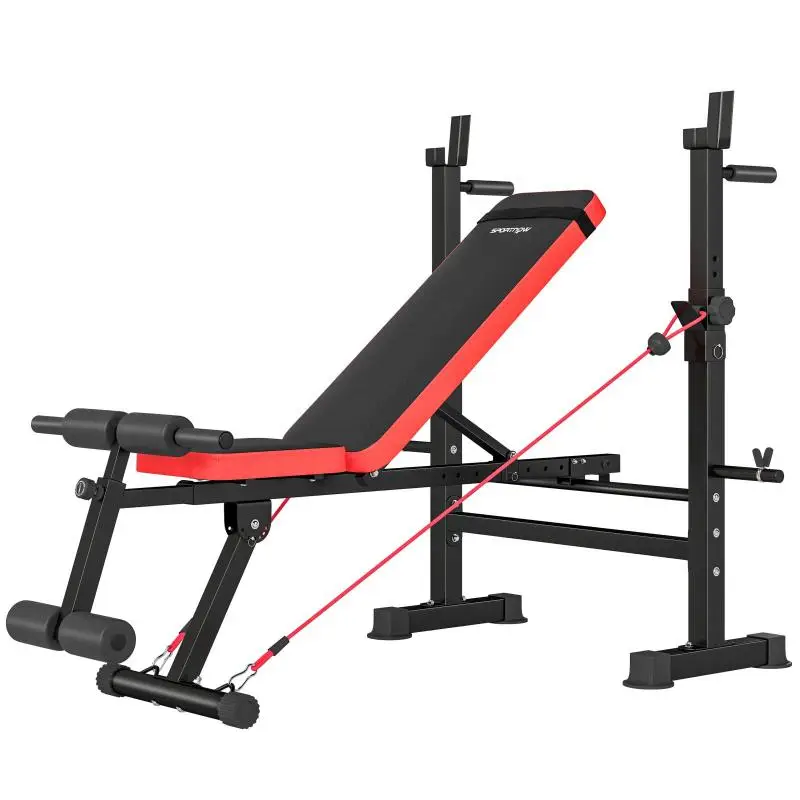 Weight Bench with Rack and Adjustable Backrest