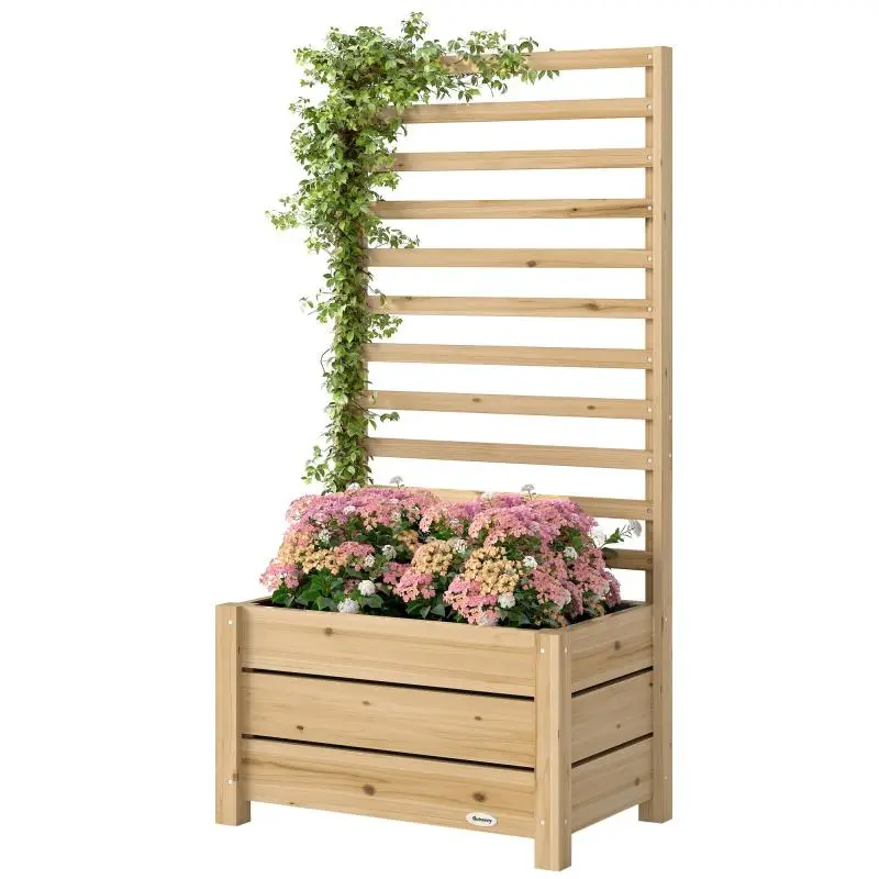 Wooden Planter with Trellis, 60 x 39 x 120 cm