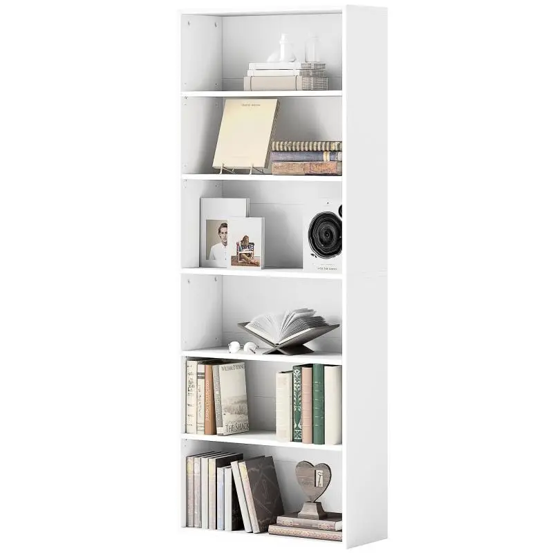 6-Tier Bookshelf with Adjustable Shelf, Black