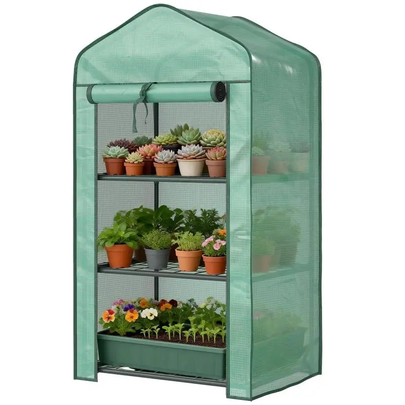 Garden Greenhouse with 3-Tier Shelves, 59 x 39 x 127 cm