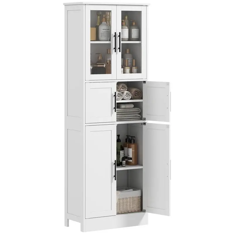 Bathroom Storage Unit with 6 Doors, 60 x 30 x 170 cm