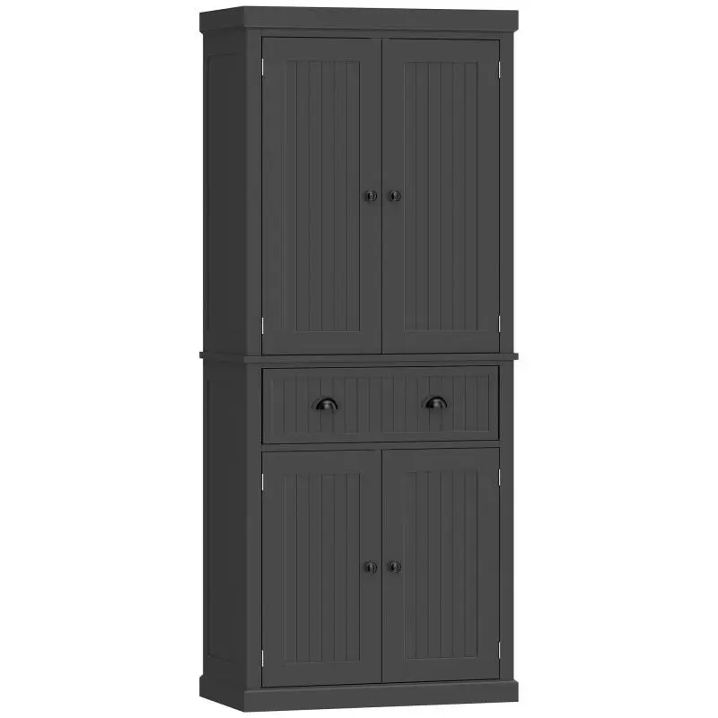 Tall Kitchen Storage Cabinet, 76.2 x 40.2 x 183 cm, Black