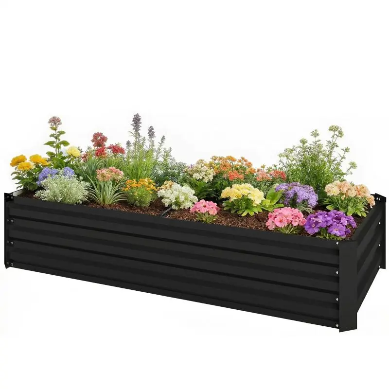 Galvanised Steel Garden Planter, 150 x 70 x 30 cm